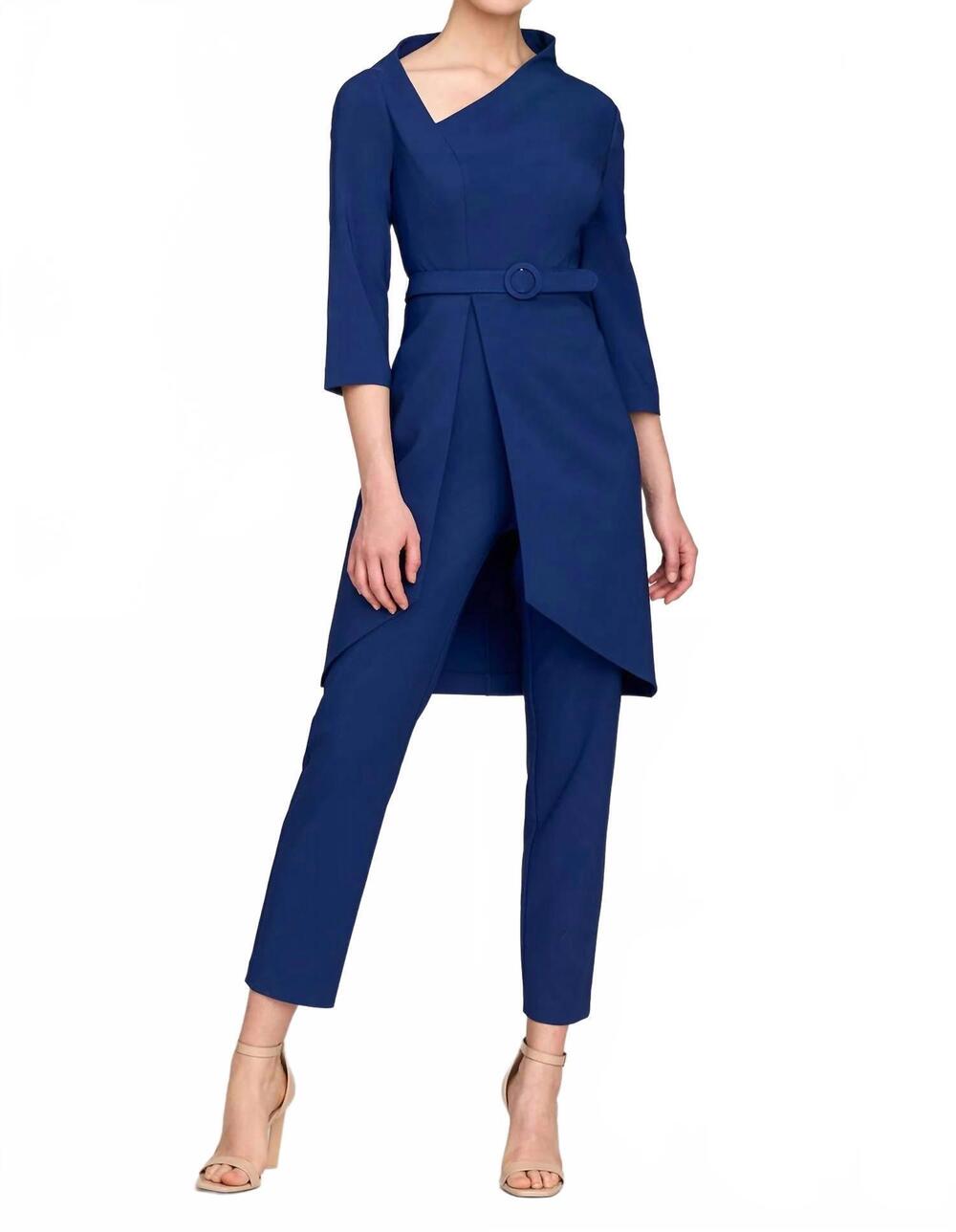 NEW KAY UNGER perdita walk thru jumpsuit in admiral blue